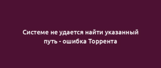 Системе не удается найти указанный путь - ошибка Торрента