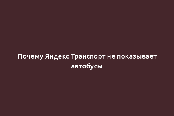 Почему Яндекс Транспорт не показывает автобусы