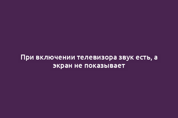 При включении телевизора звук есть, а экран не показывает