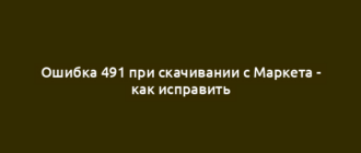 Ошибка 491 при скачивании с Маркета - как исправить