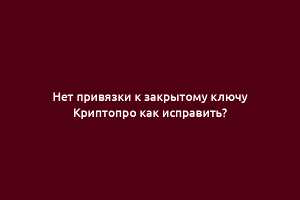 Нет привязки к закрытому ключу Криптопро как исправить?