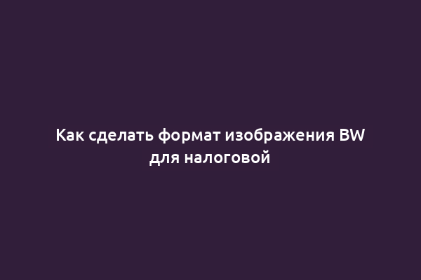 Как сделать формат изображения BW для налоговой