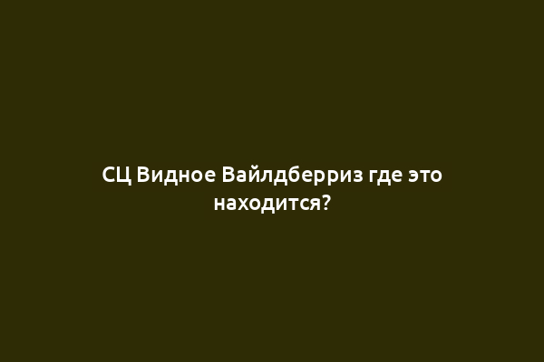 СЦ Видное Вайлдберриз где это находится?