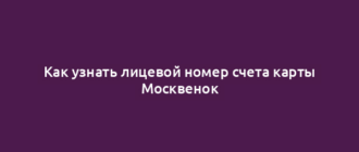 Как узнать лицевой номер счета карты Москвенок