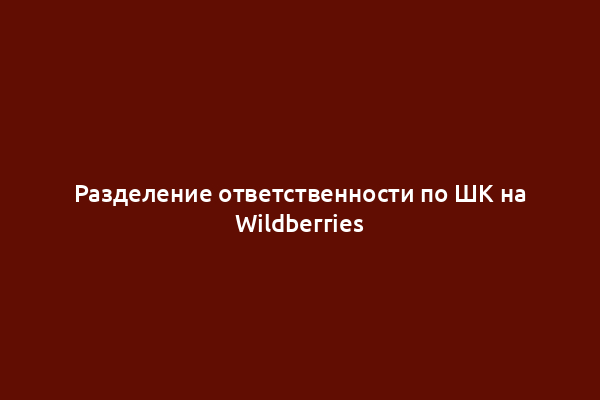 Разделение ответственности по ШК на Wildberries