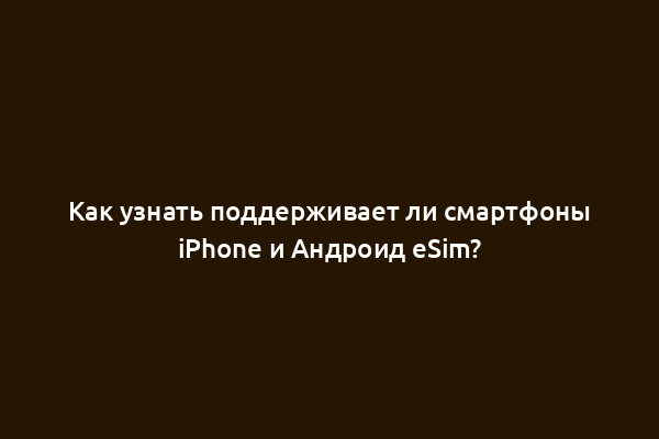 Как узнать поддерживает ли смартфоны iPhone и Андроид eSim?