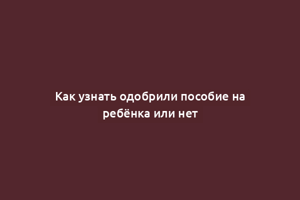 Как узнать одобрили пособие на ребёнка или нет