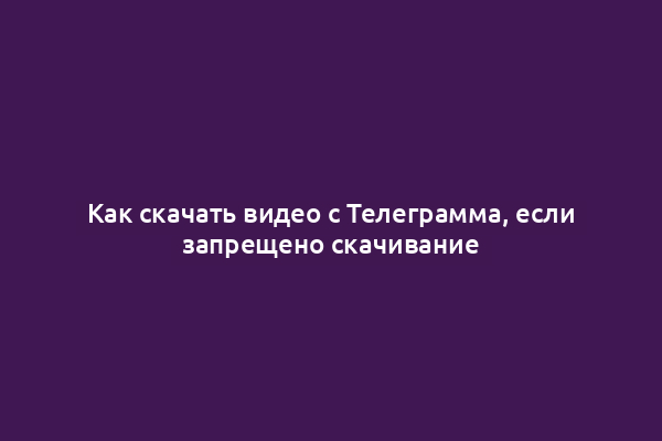 Как скачать видео с Телеграмма, если запрещено скачивание
