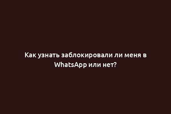 Как узнать заблокировали ли меня в WhatsApp или нет?