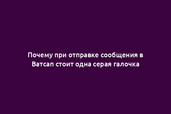 Почему при отправке сообщения в Ватсап стоит одна серая галочка