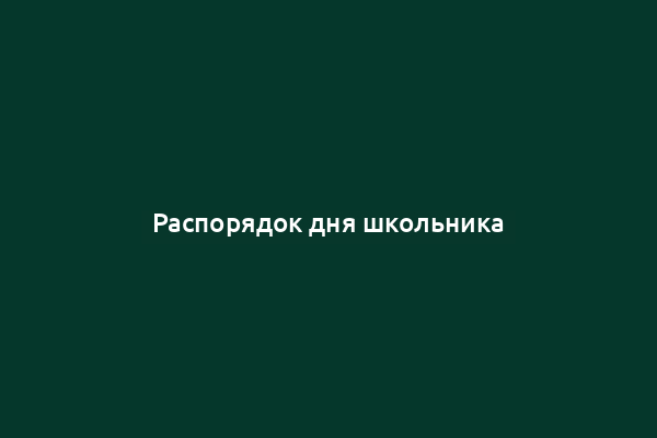 Распорядок дня школьника