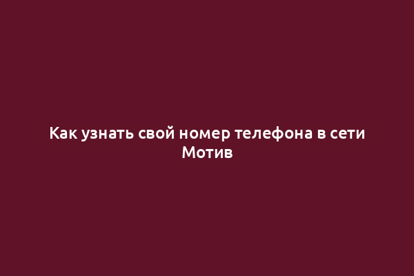 Как узнать свой номер телефона в сети Мотив