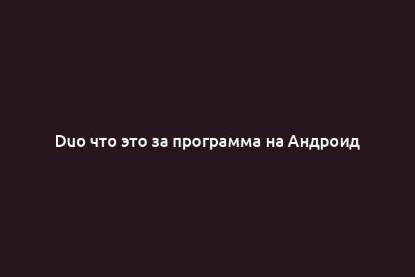 Duo что это за программа на Андроид