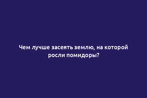 Чем лучше засеять землю, на которой росли помидоры?