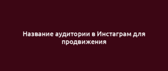 Название аудитории в Инстаграм для продвижения