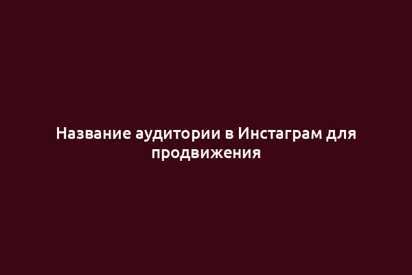 Название аудитории в Инстаграм для продвижения