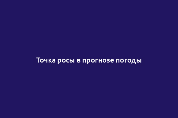 Точка росы в прогнозе погоды