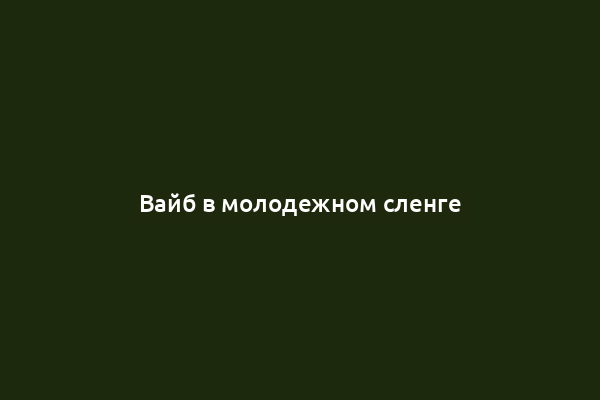 Вайб в молодежном сленге