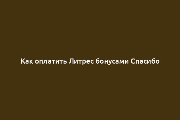 Как оплатить Литрес бонусами Спасибо
