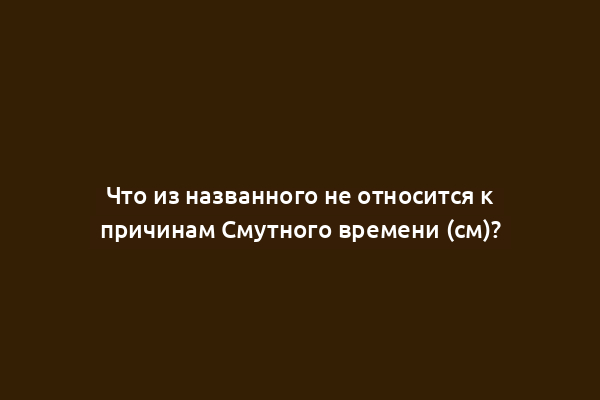 Что из названного не относится к причинам Смутного времени (см)?